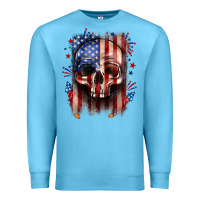 Ocean Blue 4th of July skull American flag Premium Sweatshirt - Neo Western