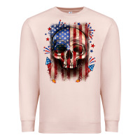 Pale Pink 4th of July skull American flag Premium Sweatshirt - Neo Western