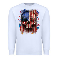 White 4th of July skull American flag Premium Sweatshirt - Neo Western