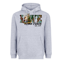 Heather Grey love came down holy family Heavyweight Hoodie - RanaPortraitStore