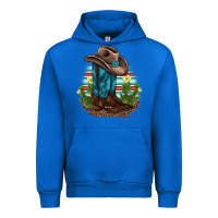 Cobalt western boots and hat cactus leopard serape pattern Urban Hoodie - BarkalooDesign