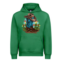 Emerald western boots and hat cactus leopard serape pattern Urban Hoodie - BarkalooDesign