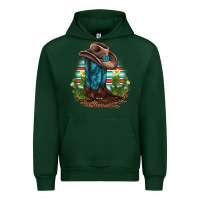 Forest Green western boots and hat cactus leopard serape pattern Urban Hoodie - BarkalooDesign
