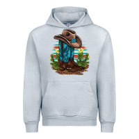 Heather Grey western boots and hat cactus leopard serape pattern Urban Hoodie - BarkalooDesign
