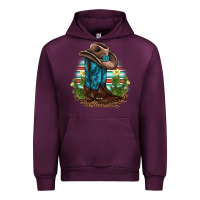 Mauve Wine western boots and hat cactus leopard serape pattern Urban Hoodie - BarkalooDesign