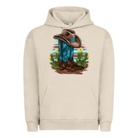 Pigment French Oak western boots and hat cactus leopard serape pattern Urban Hoodie - BarkalooDesign