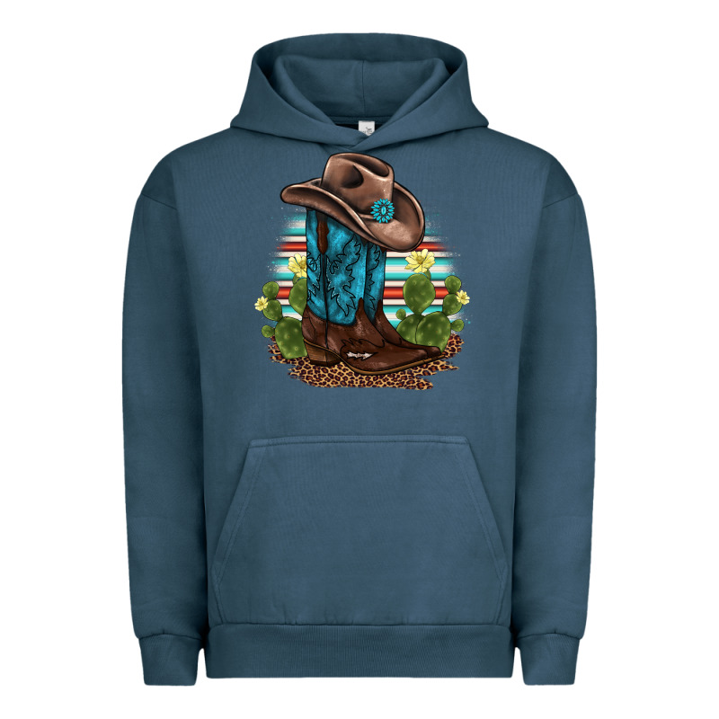 Western Boots And Hat Cactus Leopard Serape Pattern Urban Hoodie by BarkalooDesign | Teevron
