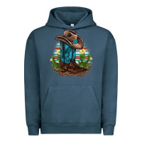 Pigment Midnight Navy western boots and hat cactus leopard serape pattern Urban Hoodie - BarkalooDesign