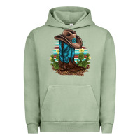Pigment Oil Green western boots and hat cactus leopard serape pattern Urban Hoodie - BarkalooDesign