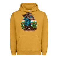Pigment Peanut Butter western boots and hat cactus leopard serape pattern Urban Hoodie - BarkalooDesign