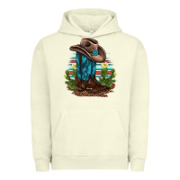 Pigment Pistachio western boots and hat cactus leopard serape pattern Urban Hoodie - BarkalooDesign