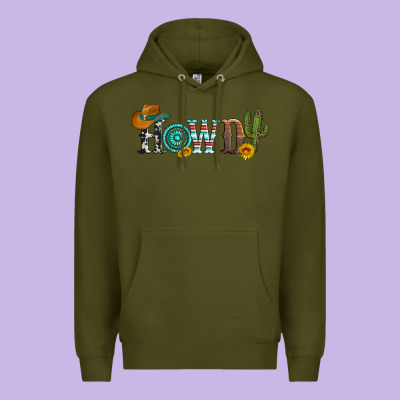 Howdy With Cowboy Hat And Cactus Premium Hoodie Designed By Artiststas