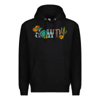 Black howdy with cowboy hat and cactus Premium Hoodie - Artiststas