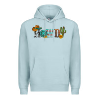 Blue Mist howdy with cowboy hat and cactus Premium Hoodie - Artiststas