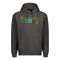 Charcoal Heather howdy with cowboy hat and cactus Premium Hoodie - Artiststas