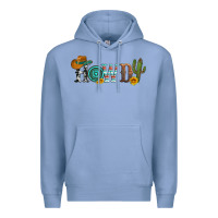 Colony Blue howdy with cowboy hat and cactus Premium Hoodie - Artiststas