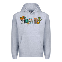 Heather Grey howdy with cowboy hat and cactus Premium Hoodie - Artiststas