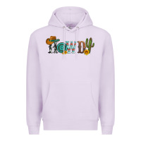 Lilac howdy with cowboy hat and cactus Premium Hoodie - Artiststas