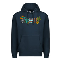 Navy howdy with cowboy hat and cactus Premium Hoodie - Artiststas