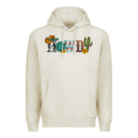 Oatmeal Heather howdy with cowboy hat and cactus Premium Hoodie - Artiststas