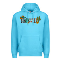 Ocean Blue howdy with cowboy hat and cactus Premium Hoodie - Artiststas