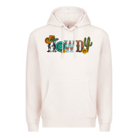 Pale Pink howdy with cowboy hat and cactus Premium Hoodie - Artiststas