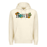 Sandshell howdy with cowboy hat and cactus Premium Hoodie - Artiststas