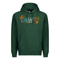 Sports Green howdy with cowboy hat and cactus Premium Hoodie - Artiststas