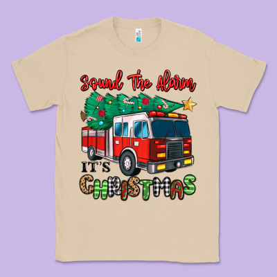 Classic Tee sound the alarm its christmas fire truck