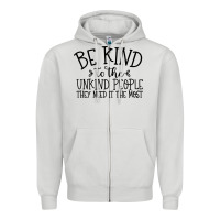 Dove Grey be kind Zipper Hoodie - Unal Design