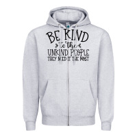 Heather Grey be kind Zipper Hoodie - Unal Design