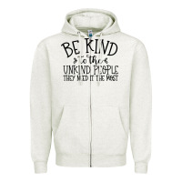 Oatmeal Heather be kind Zipper Hoodie - Unal Design
