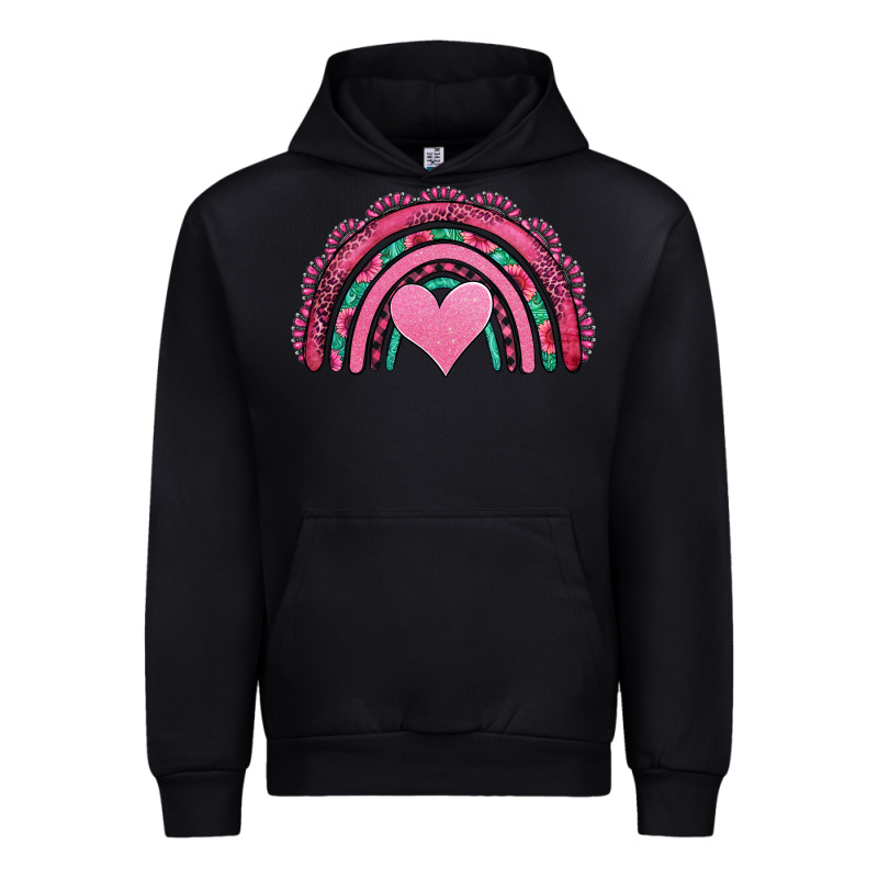 Valentines Day Pink Gemstones Rainbow Urban Hoodie by Jasminsmagicworld | Teevron