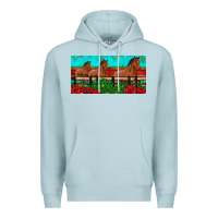 Blue Mist horses roses ann cactuses license plate Premium Hoodie - Artiststas
