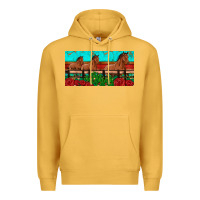 Mustard horses roses ann cactuses license plate Premium Hoodie - Artiststas