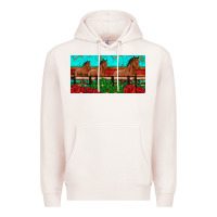 Pale Pink horses roses ann cactuses license plate Premium Hoodie - Artiststas