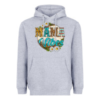 Heather Grey mama vibes with daisies Heavyweight Hoodie - texasbilliewilder