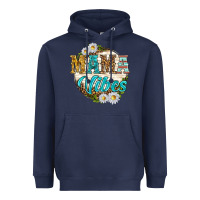 Navy mama vibes with daisies Heavyweight Hoodie - texasbilliewilder