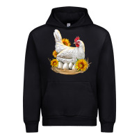 Black Perched Chicken With Sunflowers Urban Hoodie - LillyAllenDesigns