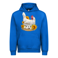 Cobalt Perched Chicken With Sunflowers Urban Hoodie - LillyAllenDesigns