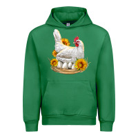 Emerald Perched Chicken With Sunflowers Urban Hoodie - LillyAllenDesigns