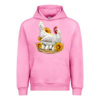Fuchsia Pink Perched Chicken With Sunflowers Urban Hoodie - LillyAllenDesigns