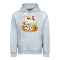 Heather Grey Perched Chicken With Sunflowers Urban Hoodie - LillyAllenDesigns