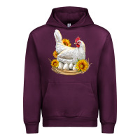 Mauve Wine Perched Chicken With Sunflowers Urban Hoodie - LillyAllenDesigns