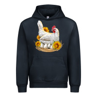 Navy Perched Chicken With Sunflowers Urban Hoodie - LillyAllenDesigns