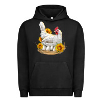 Pigment Black Perched Chicken With Sunflowers Urban Hoodie - LillyAllenDesigns