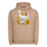 Pigment Burro Perched Chicken With Sunflowers Urban Hoodie - LillyAllenDesigns