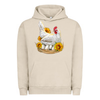 Pigment French Oak Perched Chicken With Sunflowers Urban Hoodie - LillyAllenDesigns