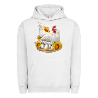 Pigment Lunar Rock Perched Chicken With Sunflowers Urban Hoodie - LillyAllenDesigns