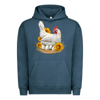 Pigment Midnight Navy Perched Chicken With Sunflowers Urban Hoodie - LillyAllenDesigns